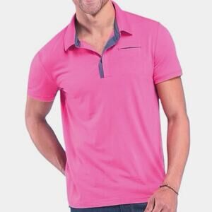Icebreaker Merino Quattro Golf Polo Shirt with Pocket EUC Pink Gray Size Small